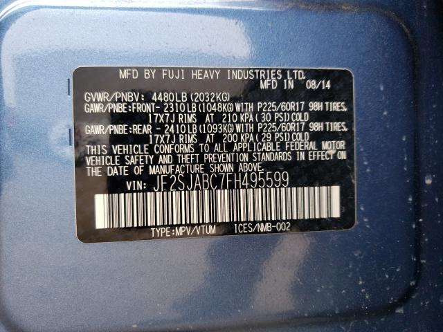 2015 SUBARU FORESTER 2 JF2SJABC7FH495599