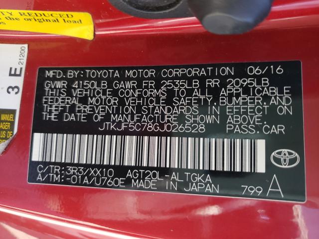 2016 TOYOTA SCION TC JTKJF5C78GJ026528