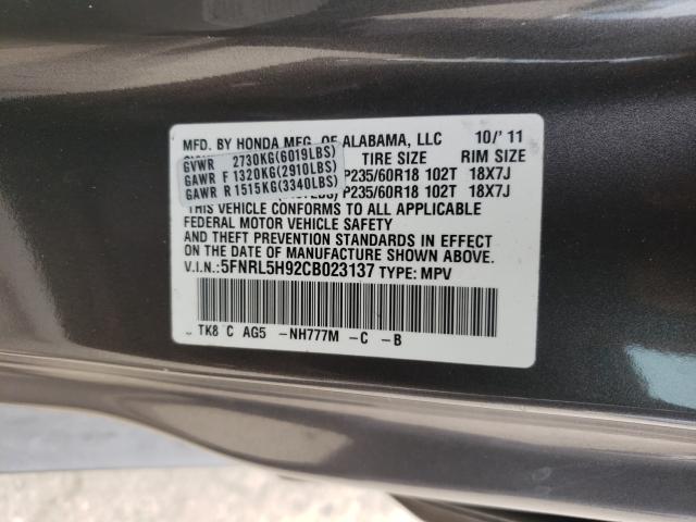 2012 HONDA ODYSSEY TO 5FNRL5H92CB023137