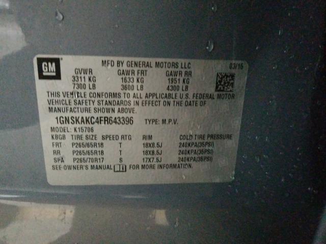 2015 CHEVROLET TAHOE K150 1GNSKAKC4FR643396