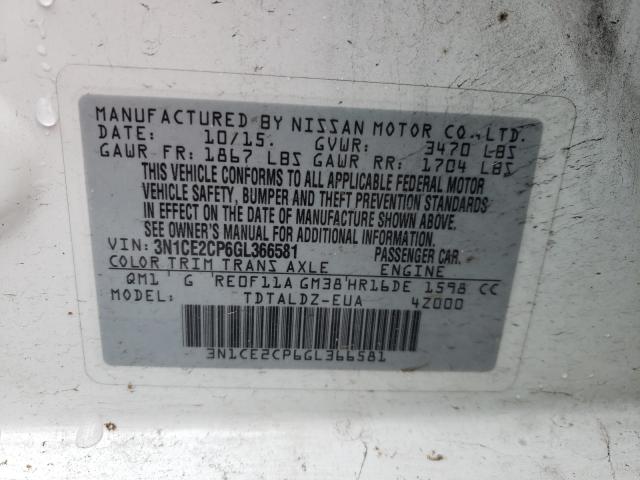 2016 NISSAN VERSA NOTE 3N1CE2CP6GL366581