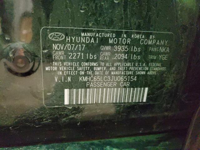 2018 HYUNDAI IONIQ BLUE KMHC65LC3JU065154