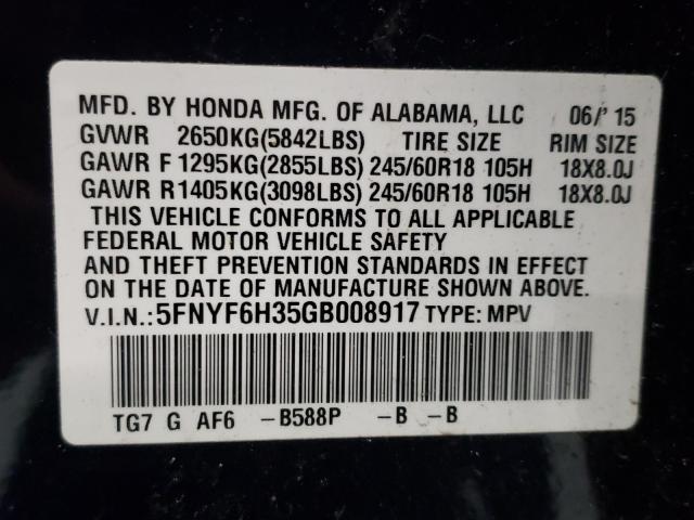 2016 HONDA PILOT EX 5FNYF6H35GB008917