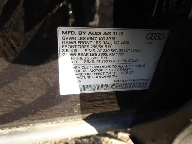 VIN WA1AAAF73KD028540 2019 Audi Q7, Premium no.10