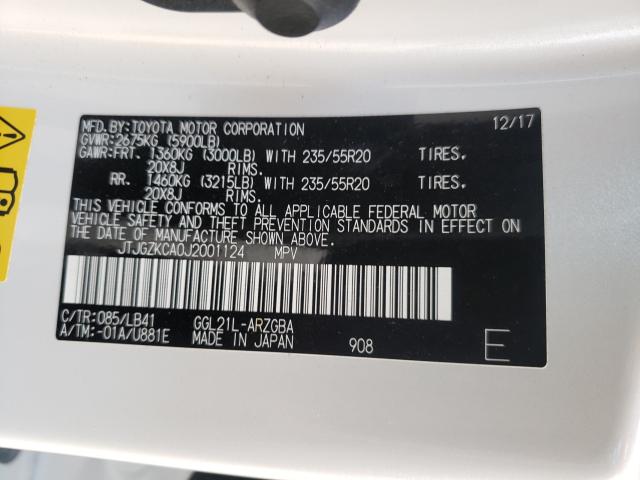 2018 LEXUS RX 350 L JTJGZKCA0J2001124