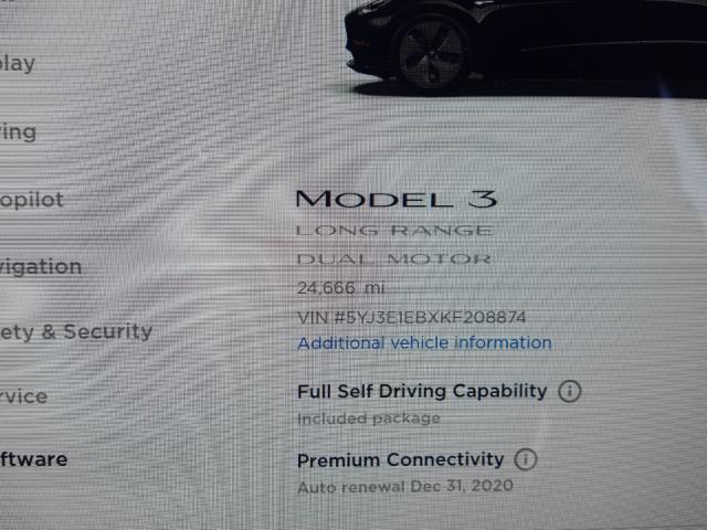 2019 TESLA MODEL 3 5YJ3E1EBXKF208874