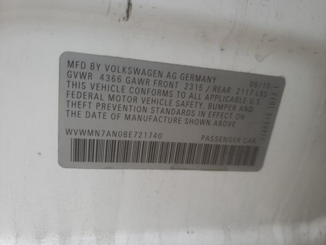 2011 VOLKSWAGEN CC SPORT WVWMN7AN0BE721740