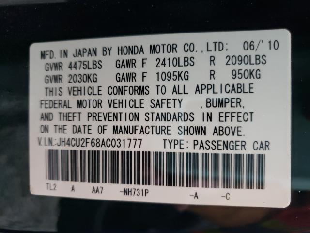 2010 ACURA TSX JH4CU2F68AC031777