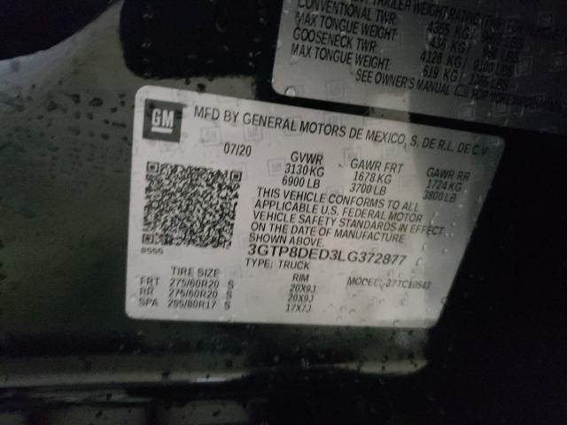 2020 GMC SIERRA C15 3GTP8DED3LG372877
