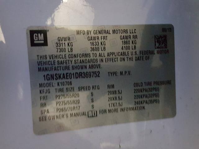 2013 CHEVROLET TAHOE K150 1GNSKAE01DR369752