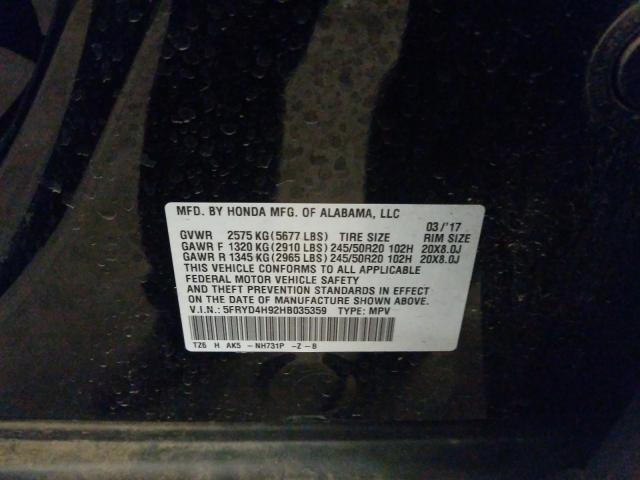 2017 ACURA MDX ADVANC 5FRYD4H92HB035359