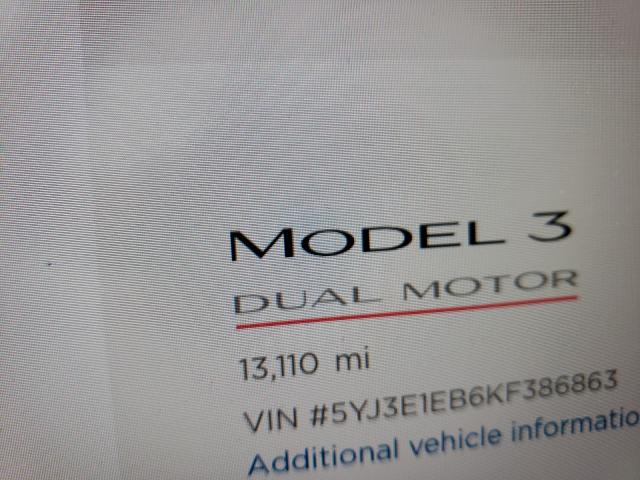 2019 TESLA MODEL 3 5YJ3E1EB6KF386863