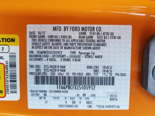 2018 FORD MUSTANG GT 1FA6P8CFXJ5105952