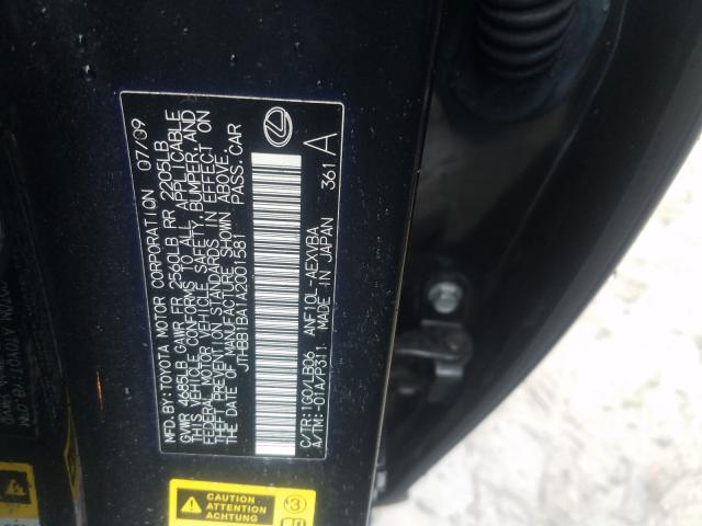 2010 LEXUS HS 250H JTHBB1BA1A2001581