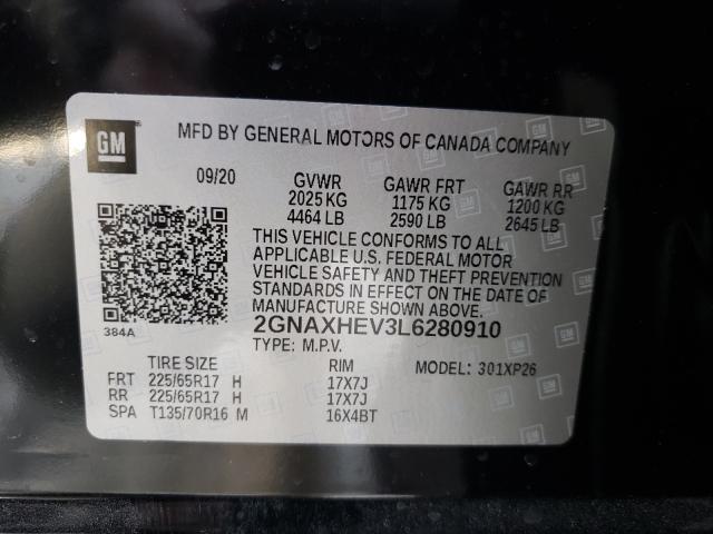 2020 CHEVROLET EQUINOX LS 2GNAXHEV3L6280910