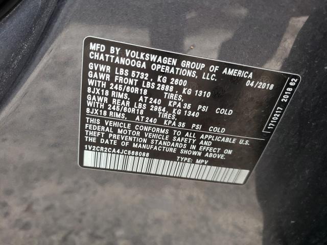 2018 VOLKSWAGEN ATLAS SE 1V2CR2CA4JC568088