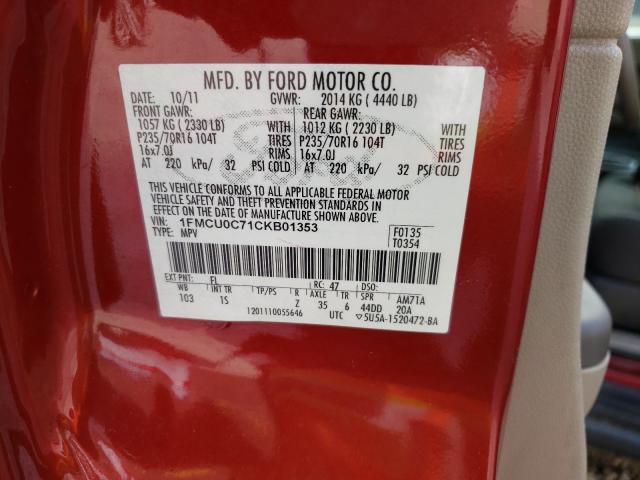 2012 FORD ESCAPE XLS 1FMCU0C71CKB01353