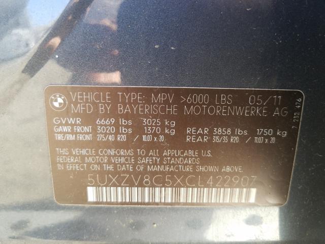 2012 BMW X5 XDRIVE5 5UXZV8C5XCL422907