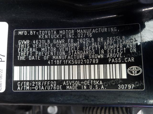 2016 TOYOTA CAMRY LE - 4T1BF1FK5GU210789