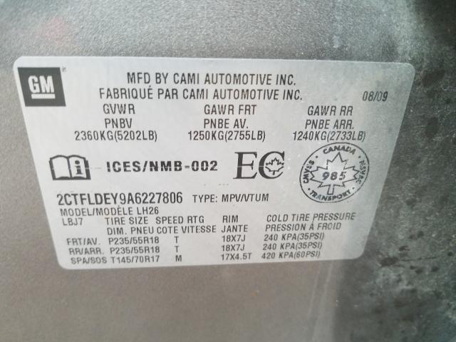 2010 GMC TERRAIN 2CTFLDEY9A6227806