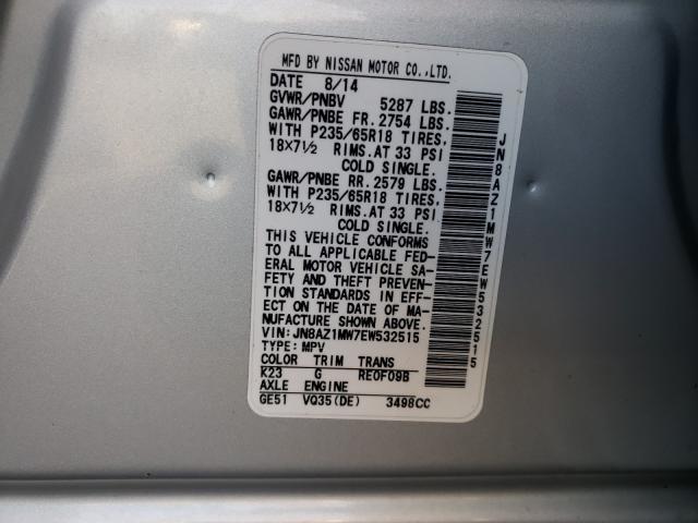 2014 NISSAN MURANO S JN8AZ1MW7EW532515