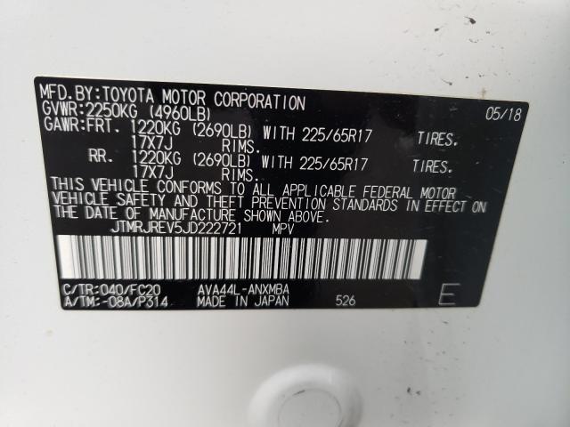 2018 TOYOTA RAV4 HV LE JTMRJREV5JD222721