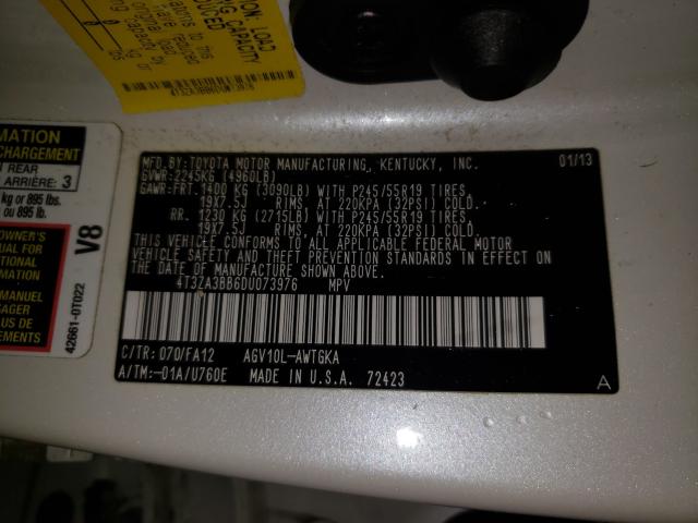 2013 TOYOTA VENZA LE 4T3ZA3BB6DU073976