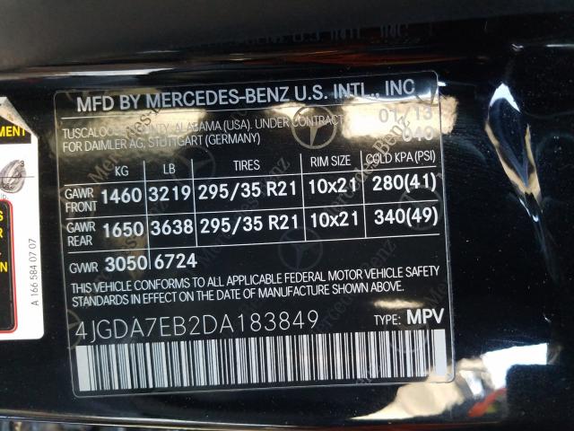 2013 MERCEDES-BENZ ML 63 AMG 4JGDA7EB2DA183849