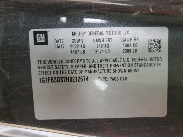 2017 CHEVROLET CAMARO LT 1G1FB3DS7H0212674