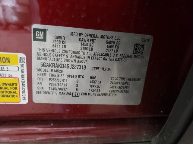 2016 BUICK ENCLAVE 5GAKRAKD4GJ287319