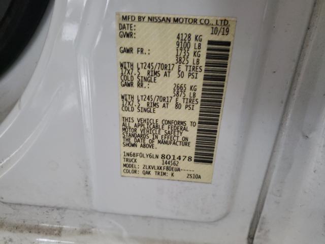 2020 NISSAN NV 2500 S 1N6BF0LY6LN801478