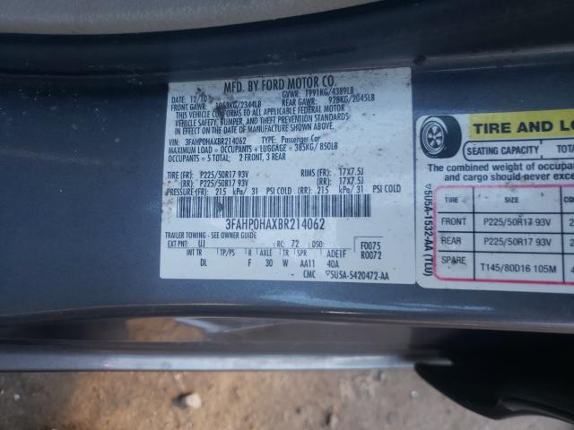 2011 FORD FUSION 3FAHP0HAXBR214062