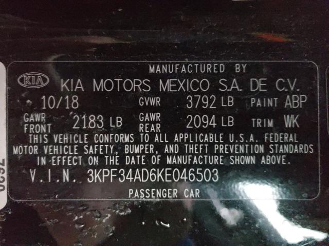 2019 KIA FORTE GT L 3KPF34AD6KE046503