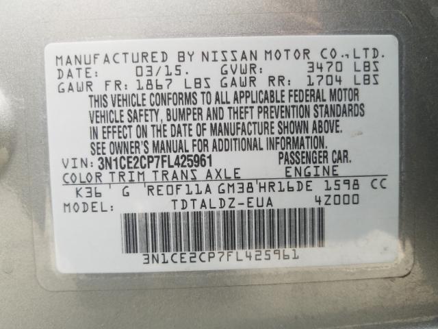 2015 NISSAN VERSA NOTE 3N1CE2CP7FL425961