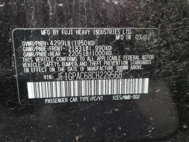 2012 SUBARU IMPREZA PR JF1GPAC68CH229568