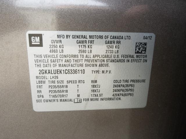 2012 GMC TERRAIN SL 2GKALUEK1C6336110
