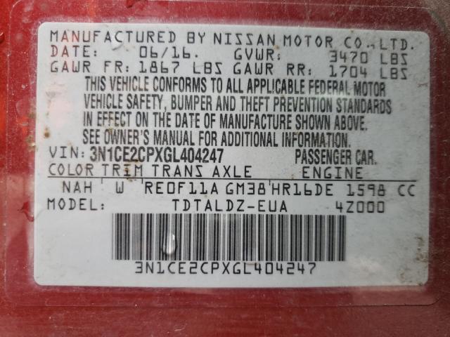 2016 NISSAN VERSA NOTE 3N1CE2CPXGL404247
