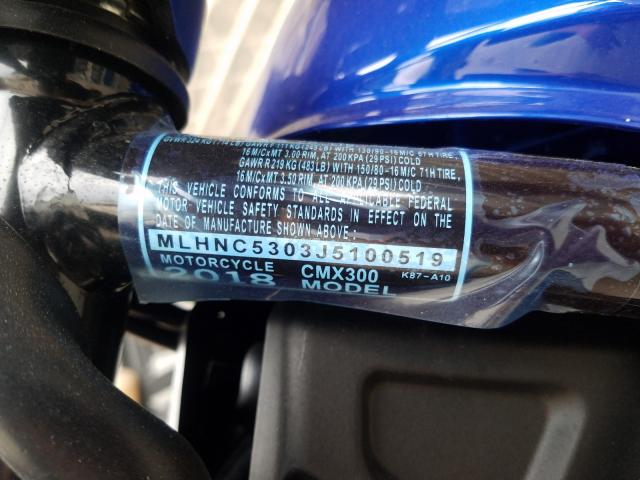 2018 HONDA CMX300 MLHNC5303J5100519