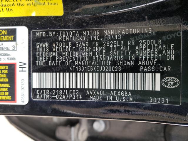 2014 TOYOTA AVALON HYB 4T1BD1EBXEU020023