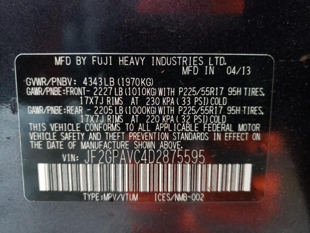 2013 SUBARU XV CROSSTR JF2GPAVC4D2875595
