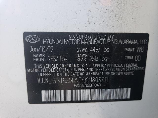2019 HYUNDAI SONATA LIM 5NPE34AF6KH805711