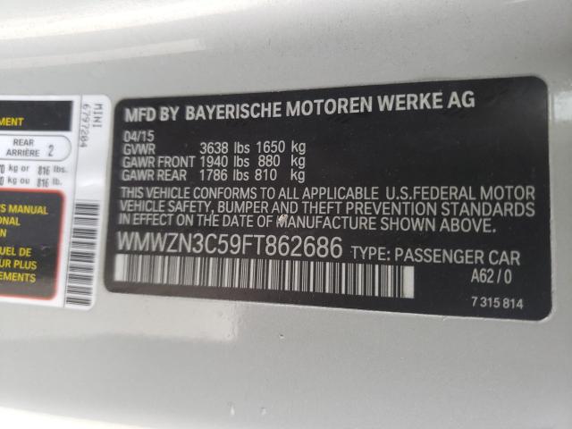 2015 MINI COOPER WMWZN3C59FT862686