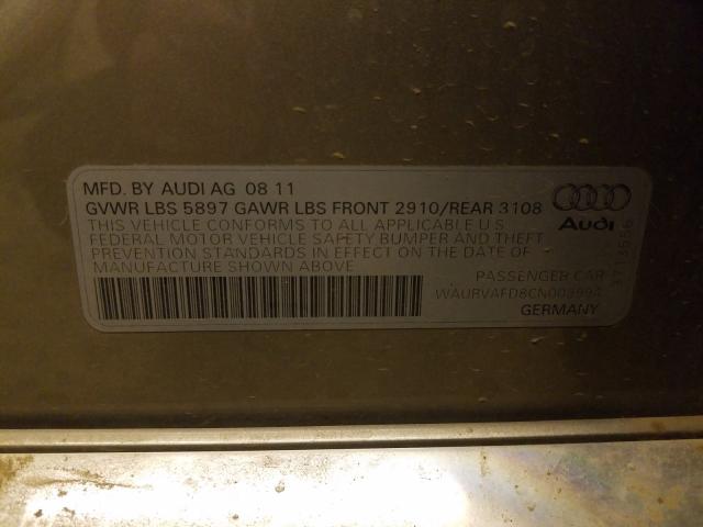 2012 AUDI A8 L QUATT WAURVAFD8CN009994