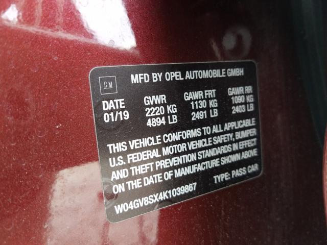 2019 BUICK REGAL TOUR W04GV8SX4K1039867