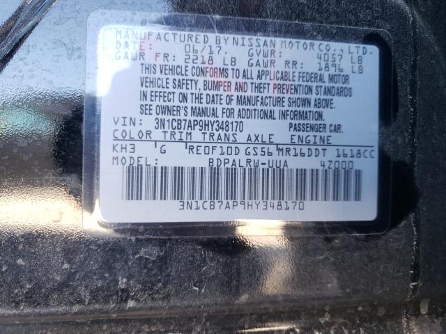 2017 NISSAN SENTRA SR 3N1CB7AP9HY348170