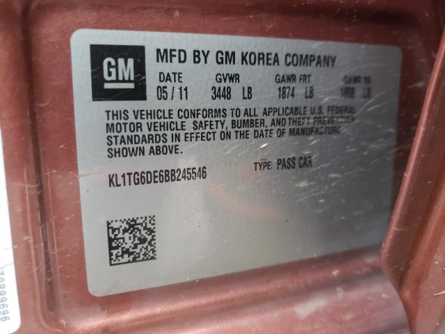 2011 CHEVROLET AVEO LT KL1TG6DE6BB245546