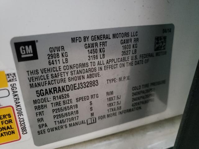 2014 BUICK ENCLAVE 5GAKRAKD0EJ332883