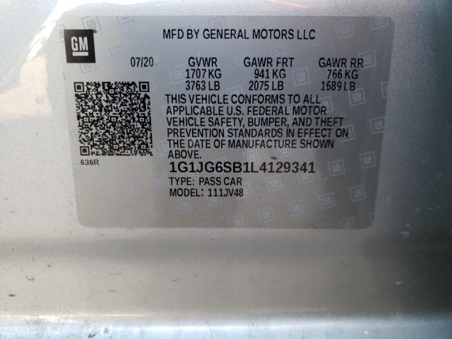 2020 CHEVROLET SONIC 1G1JG6SB1L4129341