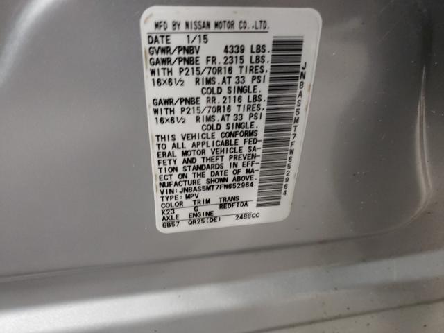 2015 NISSAN ROGUE SELE JN8AS5MT7FW652964