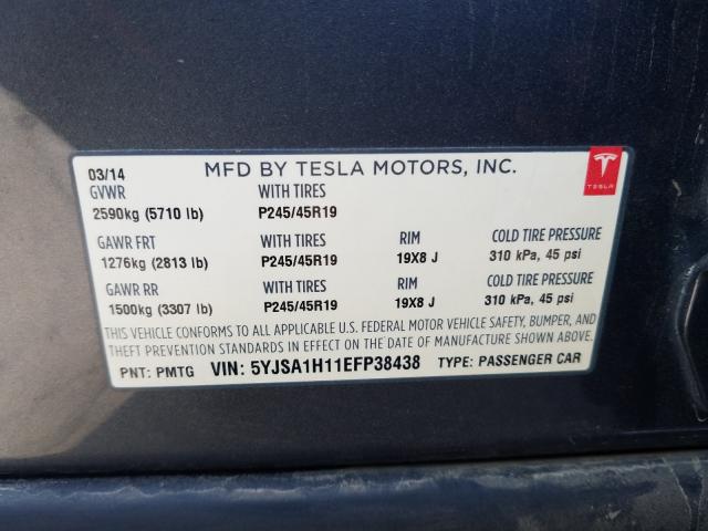 2014 TESLA MODEL S - 5YJSA1H11EFP38438